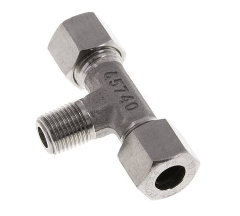 Accesorio de corte en T de acero inoxidable 10L y R1/4'' con rosca macho 315 bar ISO 8434-1