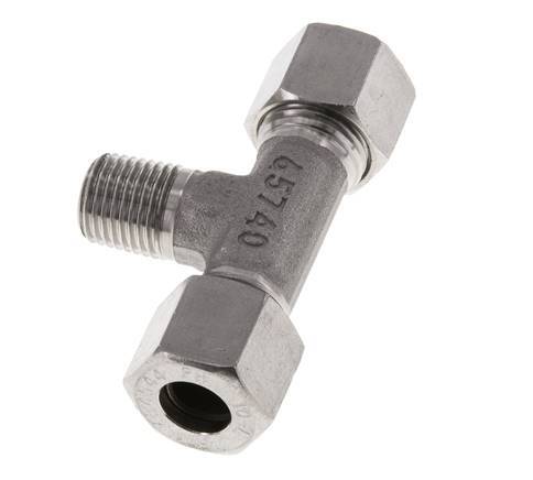 Accesorio de corte en T de acero inoxidable 10L y R1/4'' con rosca macho 315 bar ISO 8434-1