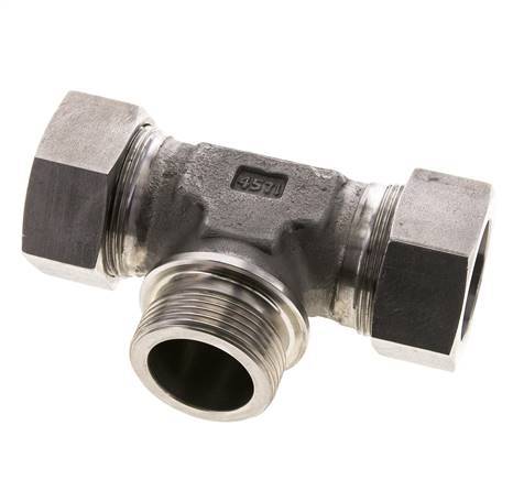 Accesorio de corte en T de acero inoxidable 35L y G1-1/4'' con rosca macho 160 bar ISO 8434-1
