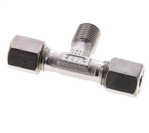 Accesorio de corte en T de acero inoxidable 6S y R1/4'' con rosca macho 630 bar ISO 8434-1