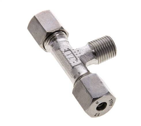 Accesorio de corte en T de acero inoxidable 6S y R1/4'' con rosca macho 630 bar ISO 8434-1