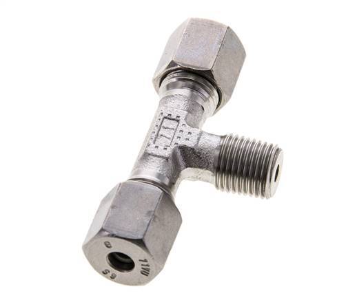 Accesorio de corte en T de acero inoxidable 6S y R1/4'' con rosca macho 630 bar ISO 8434-1