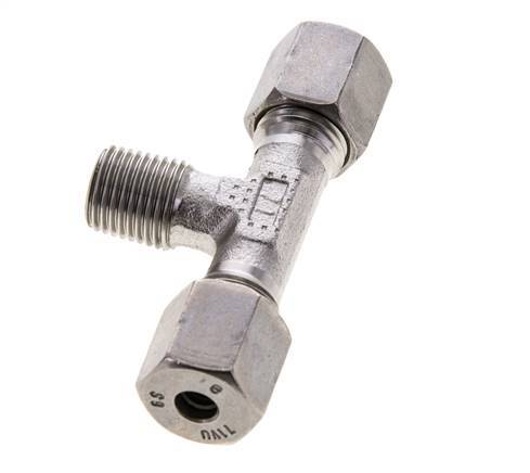 Accesorio de corte en T de acero inoxidable 6S y R1/4'' con rosca macho 630 bar ISO 8434-1