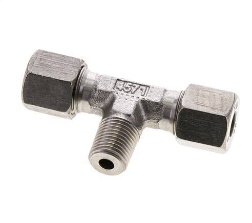 Accesorio de corte en T de acero inoxidable 8S y R1/4'' con rosca macho 630 bar ISO 8434-1