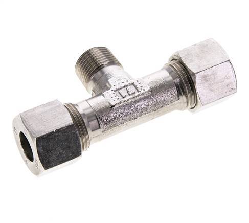 Accesorio de corte en T de acero inoxidable 12S y R3/8'' con rosca macho 630 bar ISO 8434-1