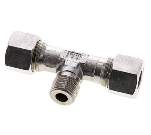 Accesorio de corte en T de acero inoxidable 12S y R3/8'' con rosca macho 630 bar ISO 8434-1