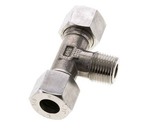 Accesorio de corte en T de acero inoxidable 14S y R1/2'' con rosca macho 630 bar ISO 8434-1