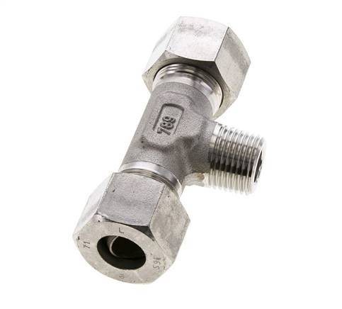 Accesorio de corte en T de acero inoxidable 16S y R1/2'' con rosca macho 400 bar ISO 8434-1
