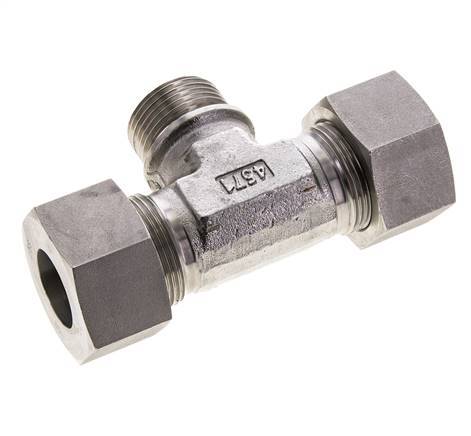 Accesorio de corte en T de acero inoxidable 25S y G1'' con rosca macho 400 bar ISO 8434-1