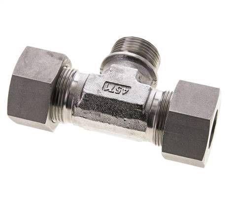 Accesorio de corte en T de acero inoxidable 25S y G1'' con rosca macho 400 bar ISO 8434-1
