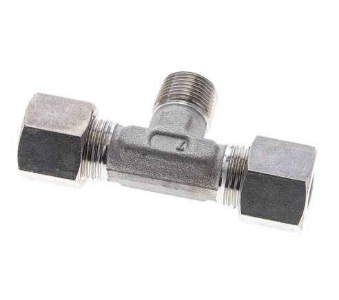 10S & R3/8'' Stainless Steel T-Shape Tee Compression Fitting with Male Threads 450 bar ISO 8434-1