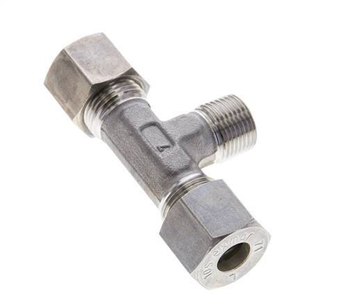 10S & R3/8'' Stainless Steel T-Shape Tee Compression Fitting with Male Threads 450 bar ISO 8434-1