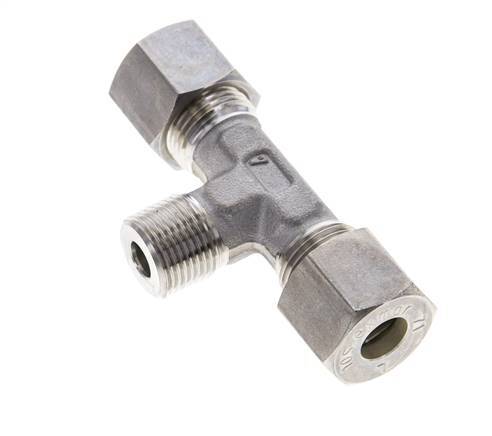10S & R3/8'' Stainless Steel T-Shape Tee Compression Fitting with Male Threads 450 bar ISO 8434-1