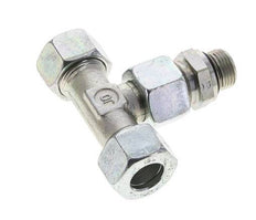 Racor de corte en T de acero galvanizado 15L y M18x1,5 con rosca macho 315 bar ajustable ISO 8434-1