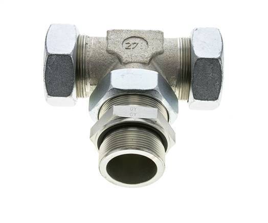 Accesorio de corte en T de acero galvanizado 42L y M48x2 con rosca macho 160 bar ajustable ISO 8434-1