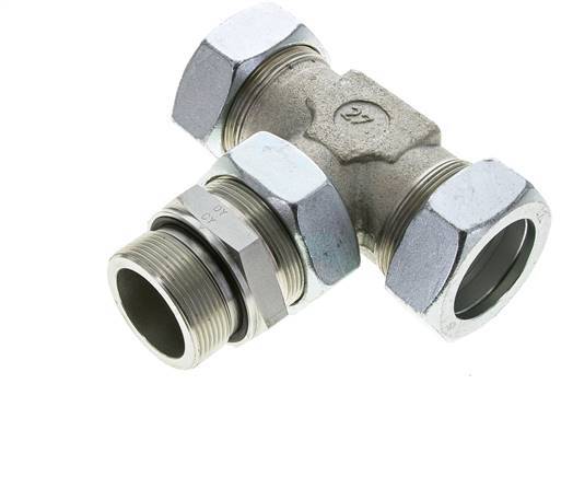 Accesorio de corte en T de acero galvanizado 42L y M48x2 con rosca macho 160 bar ajustable ISO 8434-1