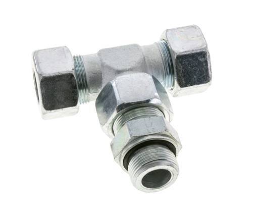 25S y M33x2 Racor en T de acero galvanizado con rosca macho 400 bar Ajustable ISO 8434-1