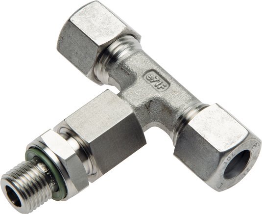 Accesorio de corte en T de acero inoxidable 25S y M33x2 con rosca macho 400 bar ajustable ISO 8434-1