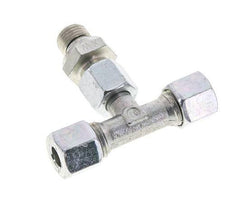 Racor de corte en T de acero galvanizado 8L y G1/4'' con rosca macho 315 bar ajustable ISO 8434-1
