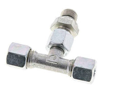 Racor de corte en T de acero galvanizado 8L y G1/4'' con rosca macho 315 bar ajustable ISO 8434-1