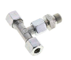 Racor de corte en T de acero galvanizado 8L y G1/4'' con rosca macho 315 bar ajustable ISO 8434-1