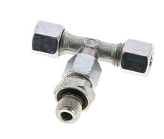 Racor de corte en T de acero galvanizado 8L y G1/4'' con rosca macho 315 bar ajustable ISO 8434-1