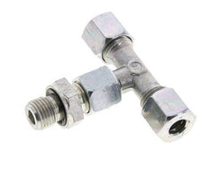 Racor de corte en T de acero galvanizado 8L y G1/4'' con rosca macho 315 bar ajustable ISO 8434-1