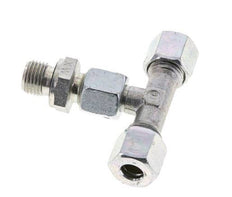 Racor de corte en T de acero galvanizado 8L y G1/4'' con rosca macho 315 bar ajustable ISO 8434-1