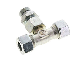 Accesorio de corte en T de acero galvanizado 15L y G1/2'' con rosca macho 315 bar ajustable ISO 8434-1