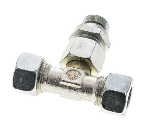 Accesorio de corte en T de acero galvanizado 15L y G1/2'' con rosca macho 315 bar ajustable ISO 8434-1