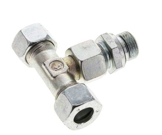 Accesorio de corte en T de acero galvanizado 15L y G1/2'' con rosca macho 315 bar ajustable ISO 8434-1