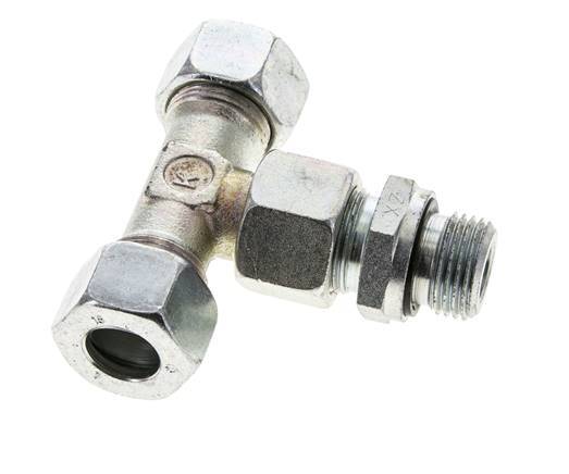 Accesorio de corte en T de acero galvanizado 15L y G1/2'' con rosca macho 315 bar ajustable ISO 8434-1