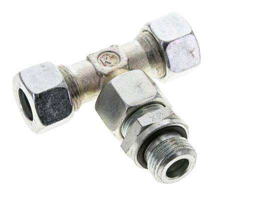 Accesorio de corte en T de acero galvanizado 15L y G1/2'' con rosca macho 315 bar ajustable ISO 8434-1