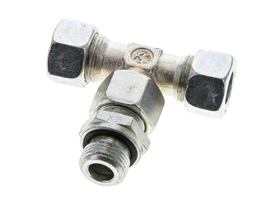 Accesorio de corte en T de acero galvanizado 15L y G1/2'' con rosca macho 315 bar ajustable ISO 8434-1