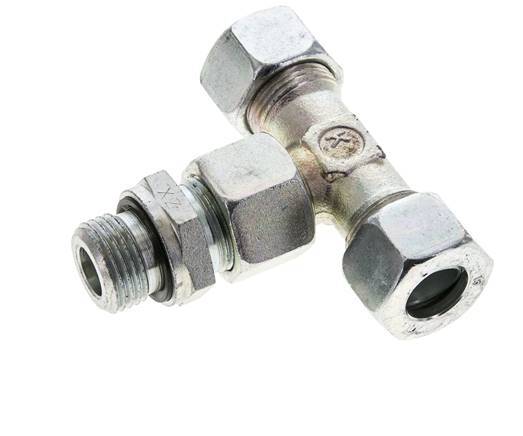 Accesorio de corte en T de acero galvanizado 15L y G1/2'' con rosca macho 315 bar ajustable ISO 8434-1
