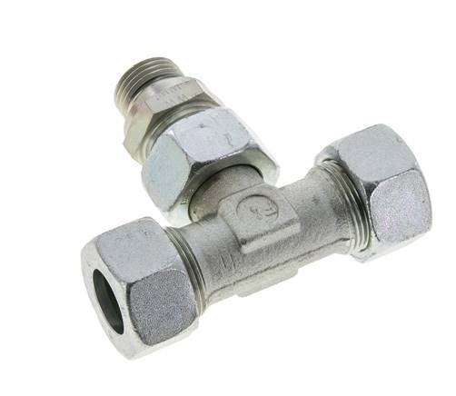 Accesorio de corte en T de acero 18L y G1/2'' con rosca macho 315 bar ajustable ISO 8434-1