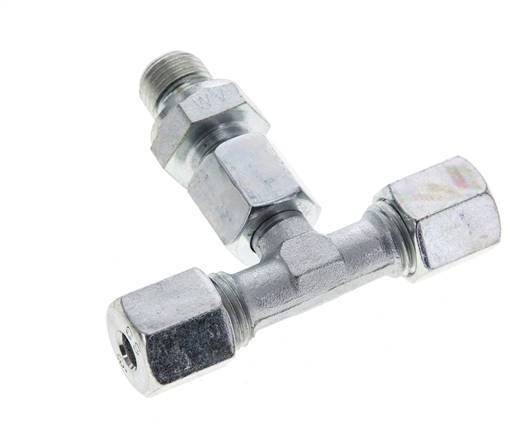 Accesorio de corte en T de acero galvanizado 6S y G1/4'' con rosca macho 630 bar ajustable ISO 8434-1