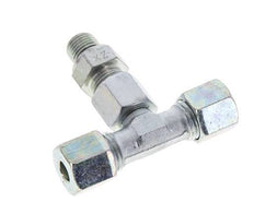 Racor de corte en T de acero galvanizado 8S y G1/4'' con rosca macho 630 bar ajustable ISO 8434-1