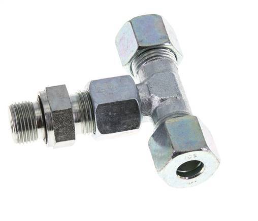 10S y G3/8'' Racor en T de acero galvanizado con rosca macho 630 bar ajustable ISO 8434-1