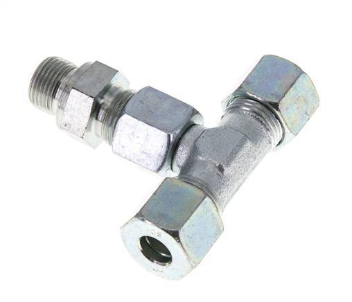 10S y G3/8'' Racor en T de acero galvanizado con rosca macho 630 bar ajustable ISO 8434-1