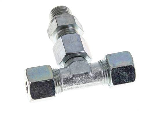10S y G3/8'' Racor en T de acero galvanizado con rosca macho 630 bar ajustable ISO 8434-1
