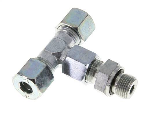 10S y G3/8'' Racor en T de acero galvanizado con rosca macho 630 bar ajustable ISO 8434-1