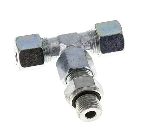 10S y G3/8'' Racor en T de acero galvanizado con rosca macho 630 bar ajustable ISO 8434-1