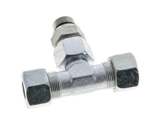 Accesorio de corte en T de acero galvanizado 16S y G1/2'' con rosca macho 400 bar ajustable ISO 8434-1