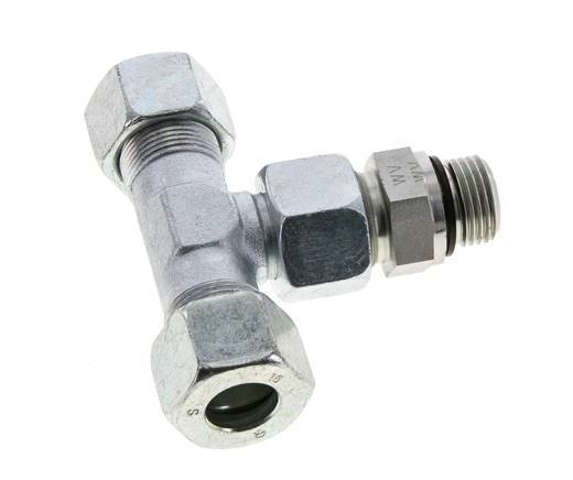 Accesorio de corte en T de acero galvanizado 16S y G1/2'' con rosca macho 400 bar ajustable ISO 8434-1