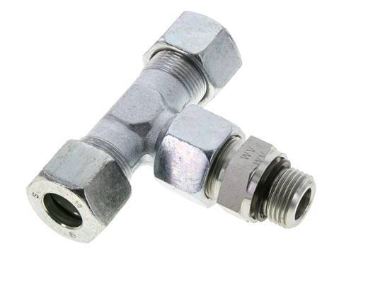 Accesorio de corte en T de acero galvanizado 16S y G1/2'' con rosca macho 400 bar ajustable ISO 8434-1