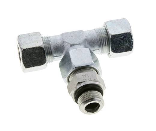 Accesorio de corte en T de acero galvanizado 16S y G1/2'' con rosca macho 400 bar ajustable ISO 8434-1