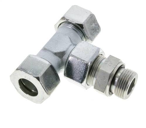 25S & G1'' Accesorio de corte en T de acero galvanizado con rosca macho 400 bar ajustable ISO 8434-1