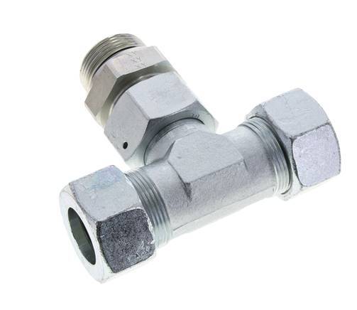 30S y G1-1/4'' Racor en T de acero galvanizado con rosca macho 400 bar ajustable ISO 8434-1