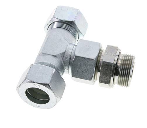 30S y G1-1/4'' Racor en T de acero galvanizado con rosca macho 400 bar ajustable ISO 8434-1